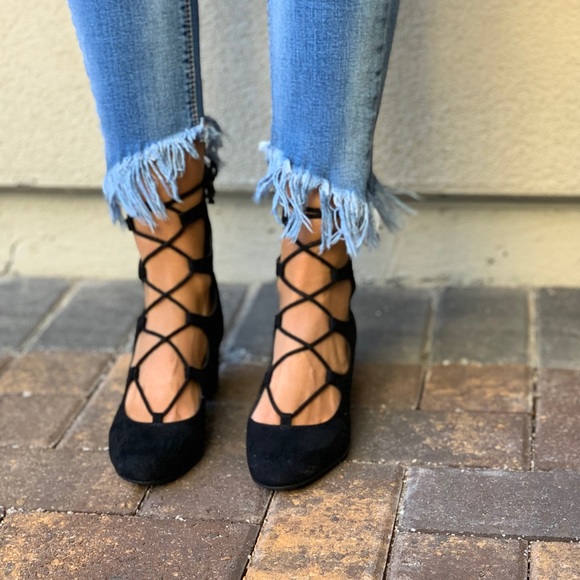 Mary Jane Gladiator Style Pump Kitten Heel Bootie - Picture 3 of 8